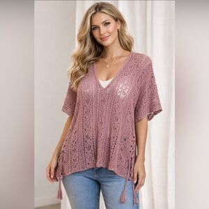 Pink Knit V-Neck Sweater